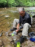47 Filtering water from the stream - 2020 June Cranberry Wilderness WV